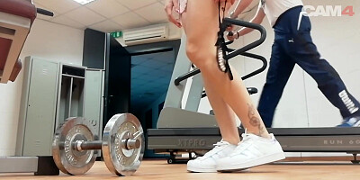 Filthy gym slut fingering her wet POV pussy hard