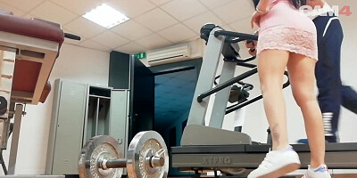 Filthy gym slut fingering her wet POV pussy hard