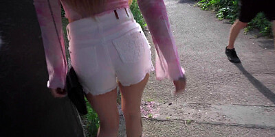 Melania Dark is sucking cock in POV outdoors