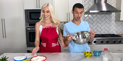 Kay Lovely is cooking as Johnny is licking her pussy