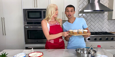 Kay Lovely is cooking as Johnny is licking her pussy
