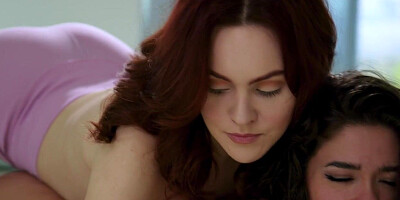 Lesbian babe licking gf after massaging