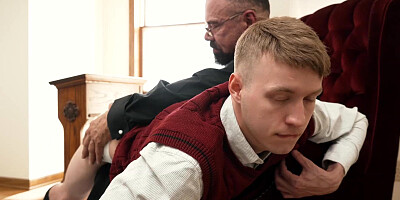 Priest Max Sargent sucking Noah Whites young cock