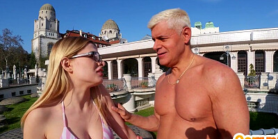 Currupt cutie picked up and got pussyrammed by older dude