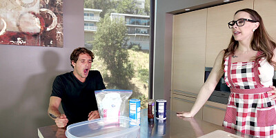 Chanel Preston seduces her stepson in the kitchen