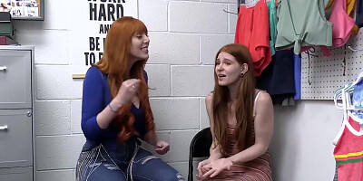 Redhead MILF and cute shoplifter teen