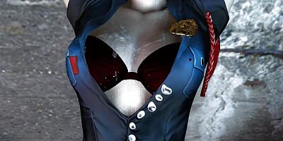 3D blue hair cosplay model have footjob sex with big cock