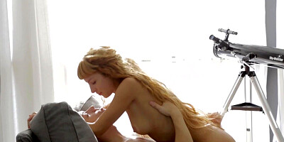 Hot redhead spreads her legs and then she feels a big cock