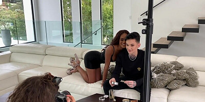 Strapon tattooed queer in underwear fucks 21yo in BTS 3some