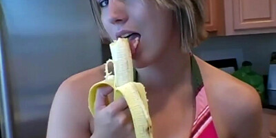 teen 18+ banana blowjob tease