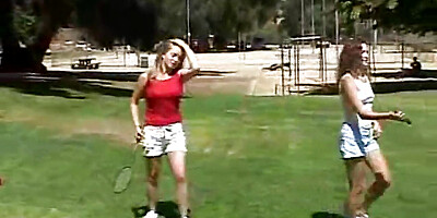 Two teenage lesbians licking eachothers pussy outdoors