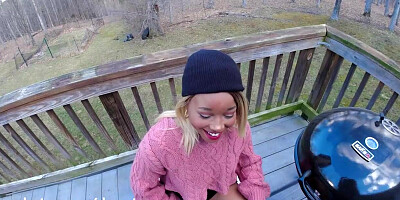 Ebony Amateur Fucked Hard Outside On Balcony - Lustery