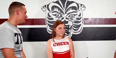 College bisexual 3some after game with cheerleader