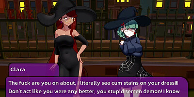 LESBIAN VOYEUR ACTION TO BIG TITS WITCH THREESOME!!! - Halloween Harem