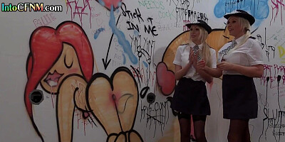 CFNM police ladies wank cocks in gloryhole group HJ