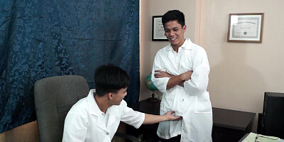 Asian twink doctor fucks colleagues asshole in office