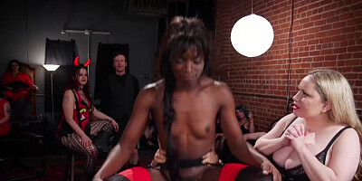 Interracial rough BDSM sex at party