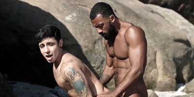 IR white jocks barebacked in outdoor orgy on public beach