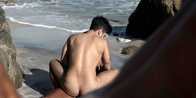 IR white jocks barebacked in outdoor orgy on public beach