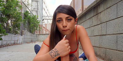 Chilean Roma Amor is sucking cock in POV