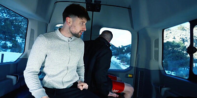 Fisting jock with gloves spoils BFs ass in outdoor van