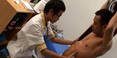 Sportive Asian twink fucked by doctor after detailed check