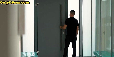 ATM babe deepthroates and got DP in 3way by best friends