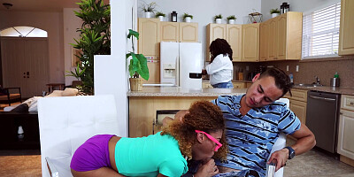 Kendall Woods sucking tutor's dick behind her mom's back