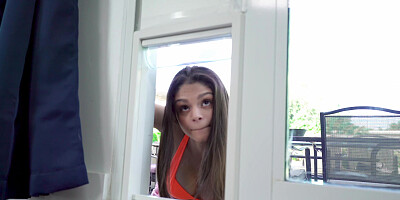 Jocelyn Stone is stuck in the doggie door and Jmac is trying to help her