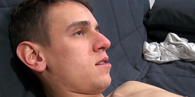 Skinny teen shoots cum load