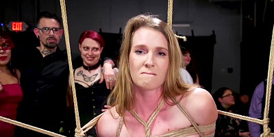 Slave in shibari suspension tormented