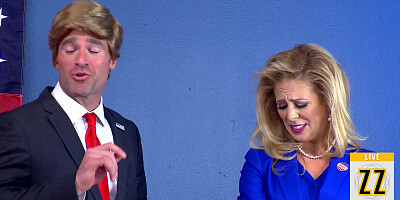 Cherie DeVille as Hillary Clayton sucks Donald Drumpf's fat cock