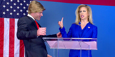 Cherie DeVille as Hillary Clayton sucks Donald Drumpf's fat cock