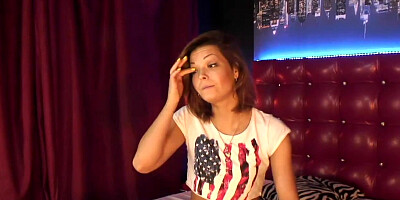 Russian solo beauty in American tshirt