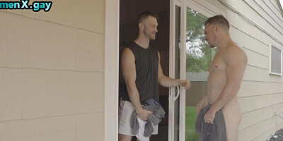 Amateur manly jock barebacks BFs greedy asshole at home