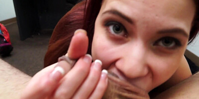 Redhead is really interested in removing her lovers pants here