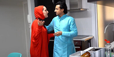 Gorgeous MILF in hijab seduced by her husband's friend