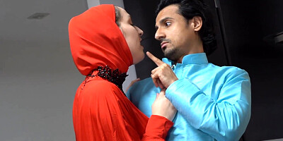 Gorgeous MILF in hijab seduced by her husband's friend