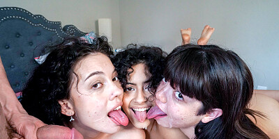 Concert going cuties line up to get fucked