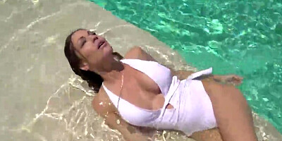 Lucky lifeguard seduced by two naughty Euro nymphs