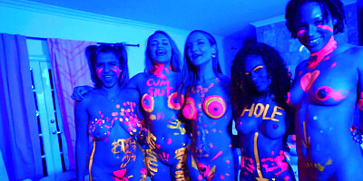 Students throw a fluorescent party that includes a hot orgy