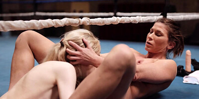 Wrestling turns into lesbian action for these two babes