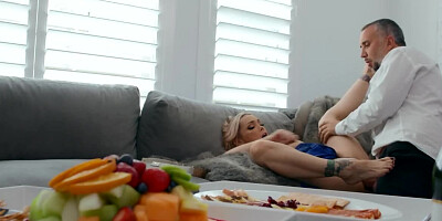 Busty blonde MILF cheats on her obedient wife with naughty dean