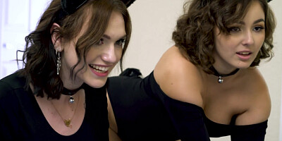 Leana Lovings and Gracie Gates are sucking cock in POV