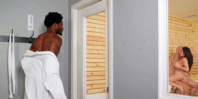 Sauna interracial bisex after peeping voyeur joins