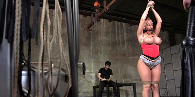 Curvy bound blonde fucked in bondage
