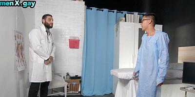 Manly jock fucks Asian skinny asshole patient in hospital