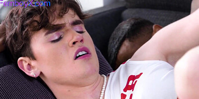 IR femboy in cheerleader uniform gets fucked by Black stud