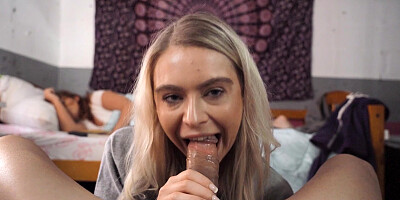 Blonde Krissy Knight gives nice blowjob in POV