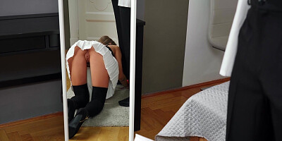 Tiffany Tatum is sucking the cock in the toilet